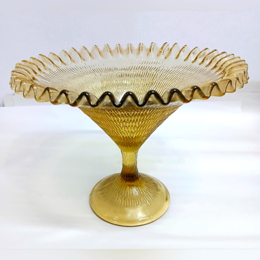 Vintage Amber Glass Compote